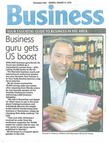 Business guru Bernie DeSouza gets US boost.